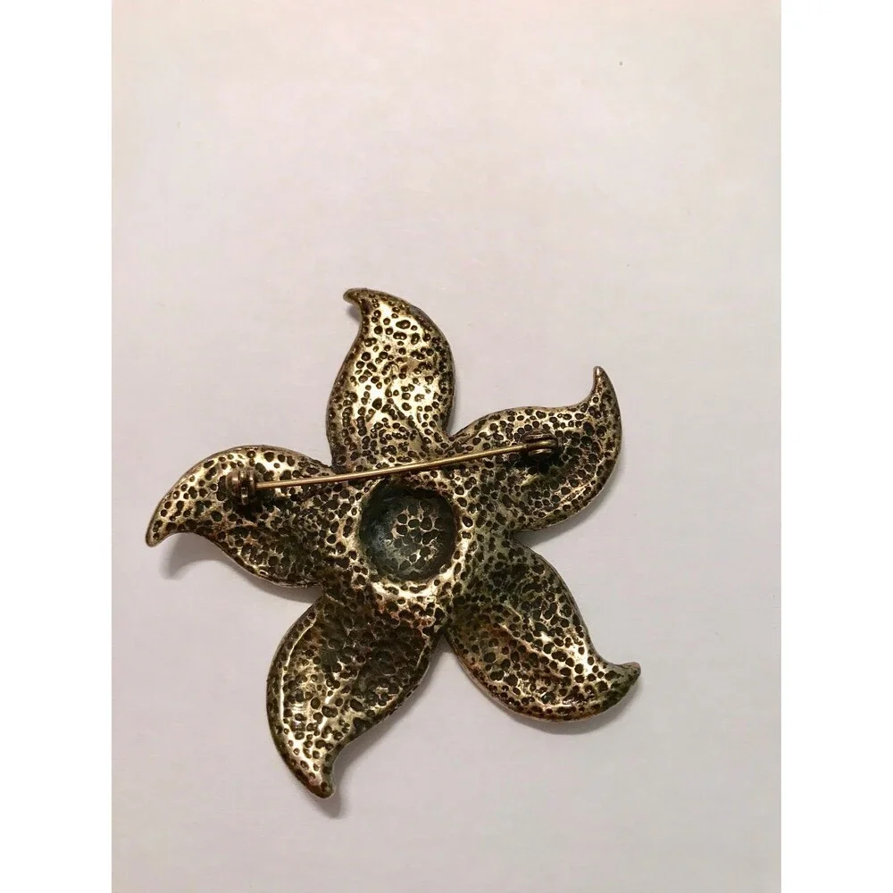 Vintage Floral Enamel and Rhinestone Brooch